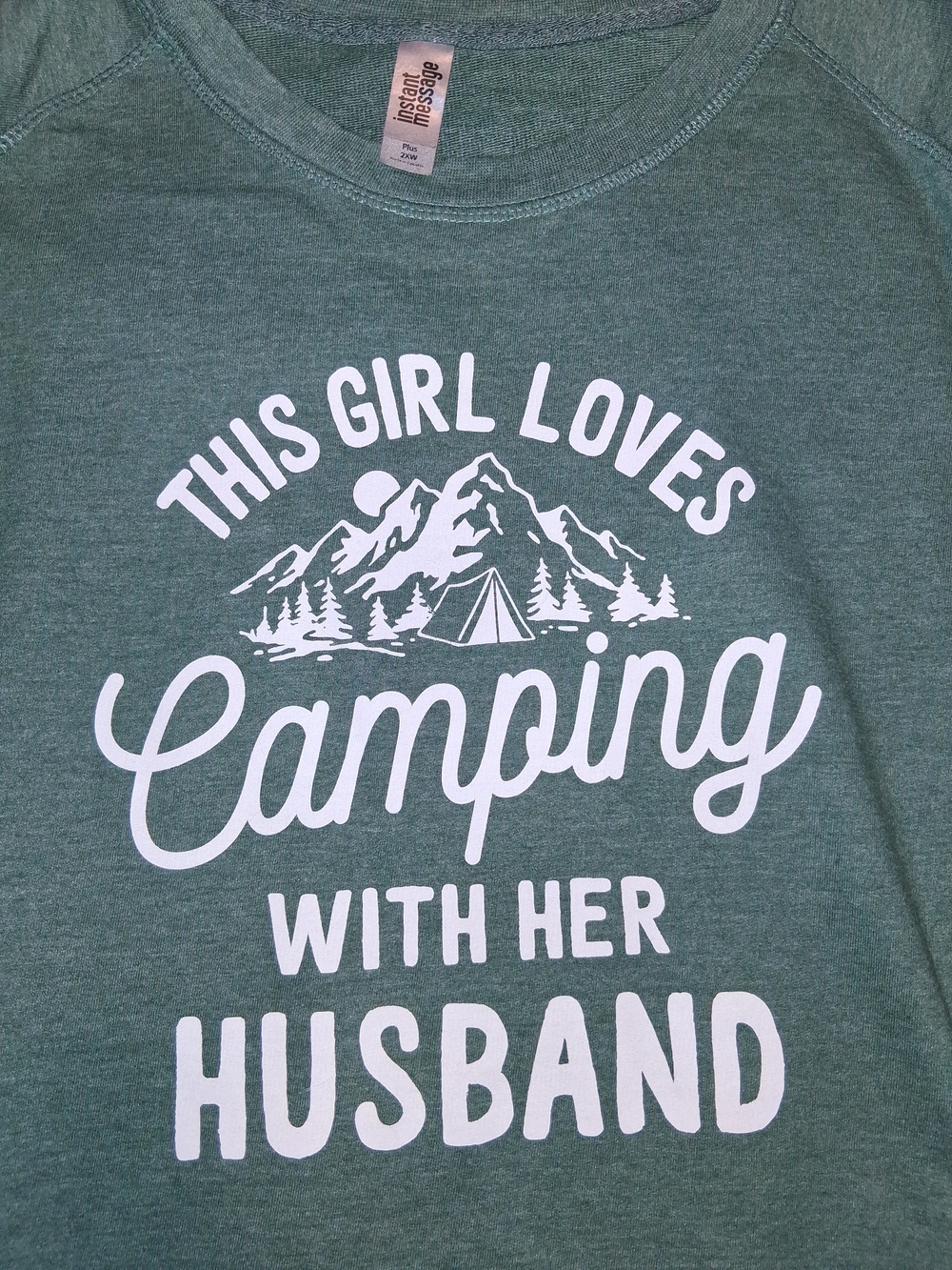 Next Level Apparel Green Graphic Camping Tee - White Print